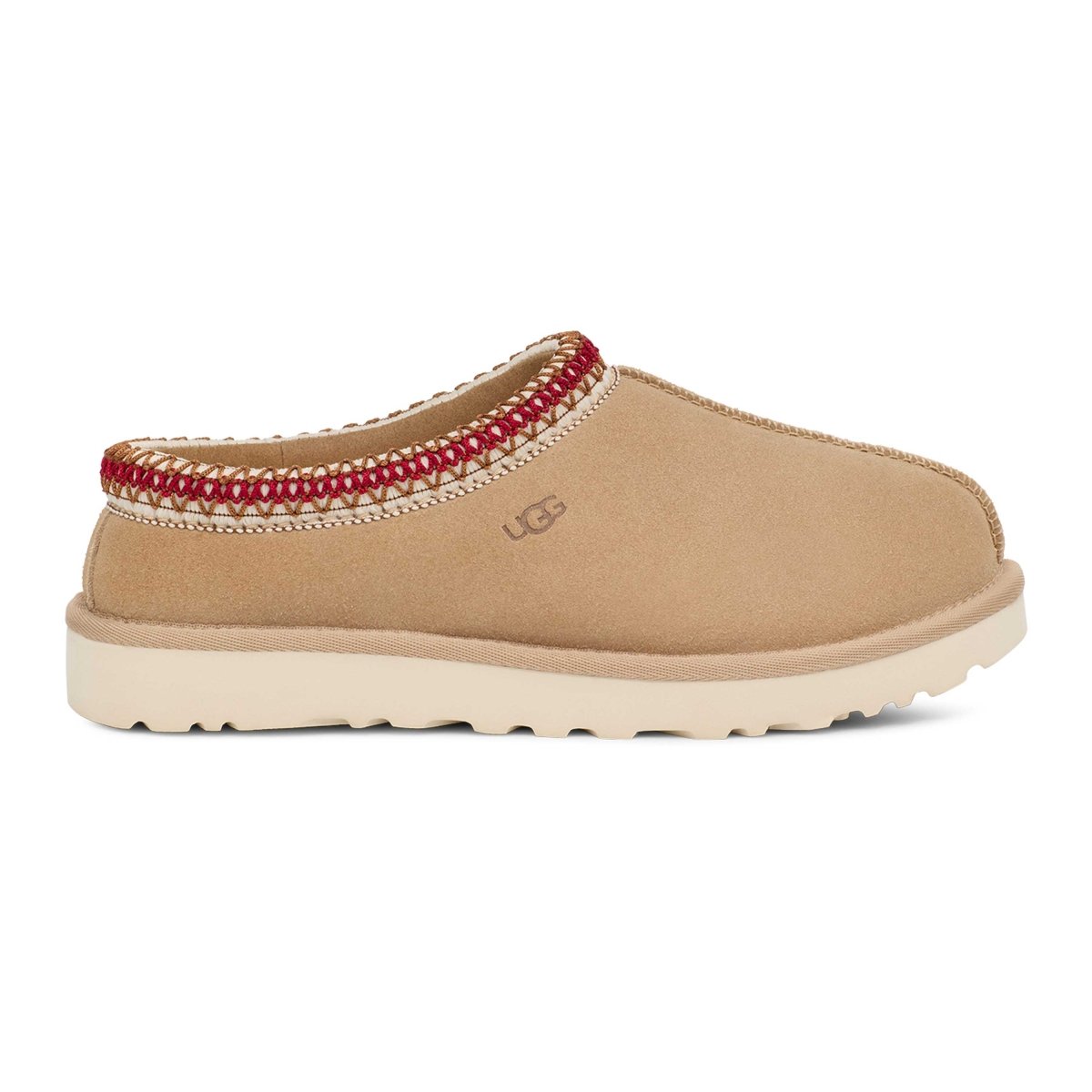 UGG Women's Tasman Sand/Dark Cherry - Women's UGG Tasman Sandals in Sand/Dark Cherry color.