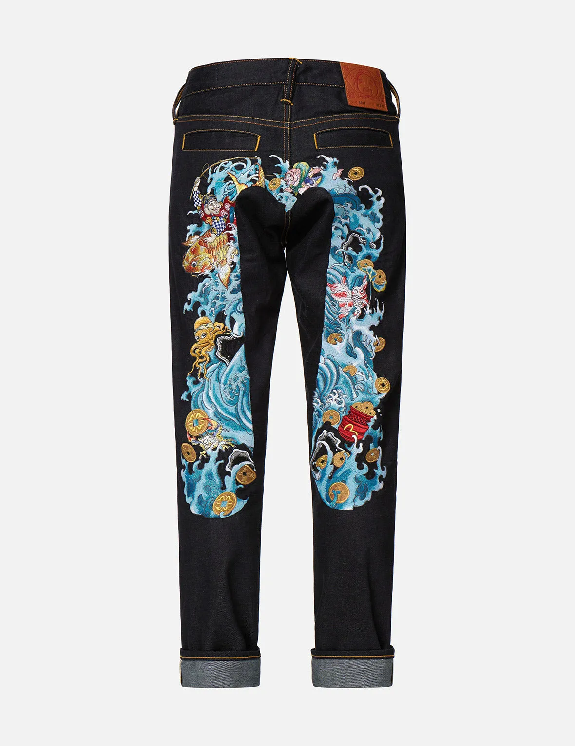 Unique Daicock Embroidered Carrot-Fit Jeans