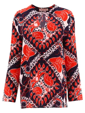 Valentino Archive Bandana Print Long Sleeve Blouse