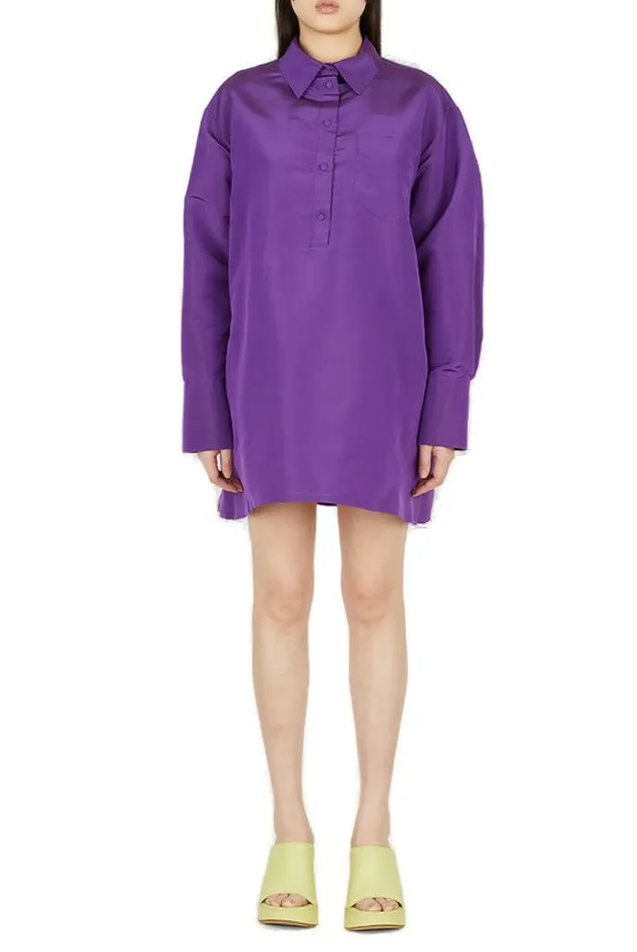 Valentino Long Sleeve Shirt Dress with Button Detail