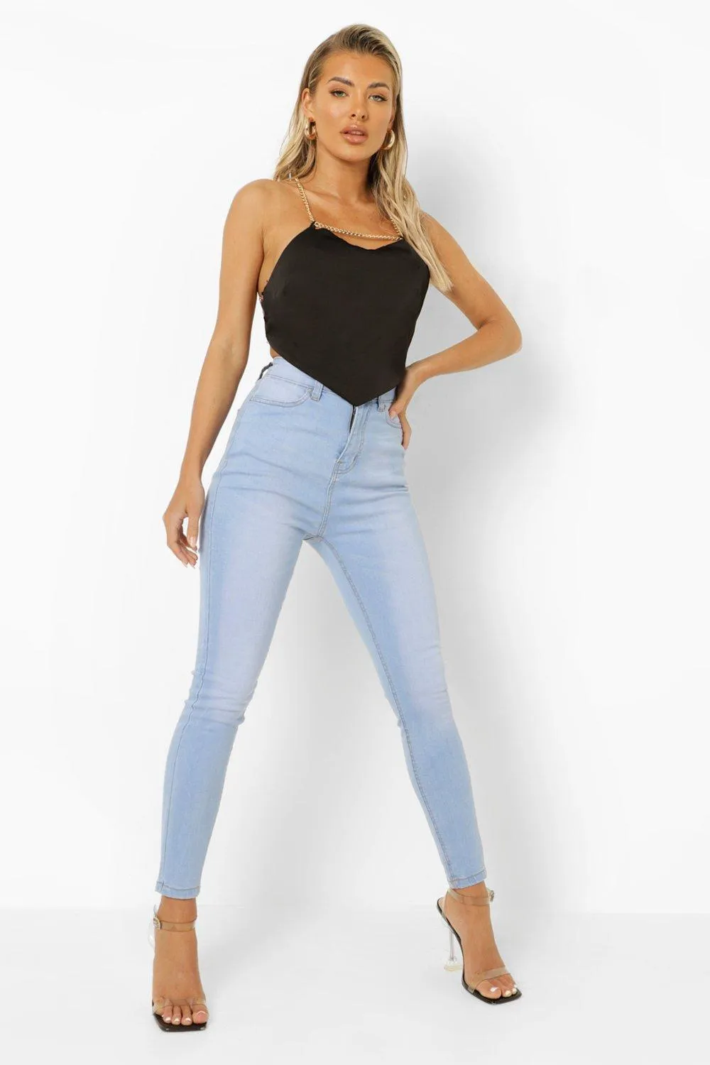 Washed High Waist Skinny Jeans