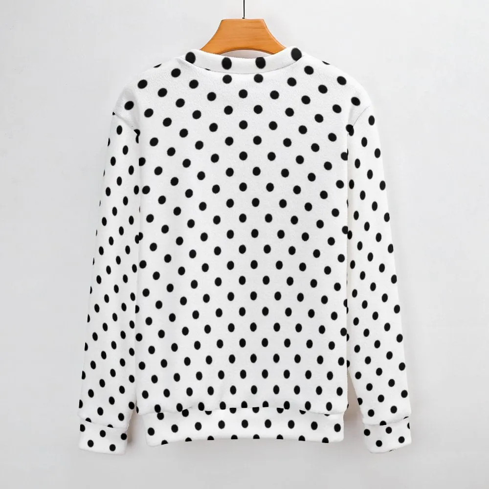 White Black Polka Dots Unisex Crewneck Sweater