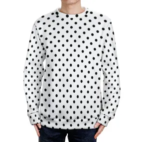 White Black Polka Dots Unisex Crewneck Sweater