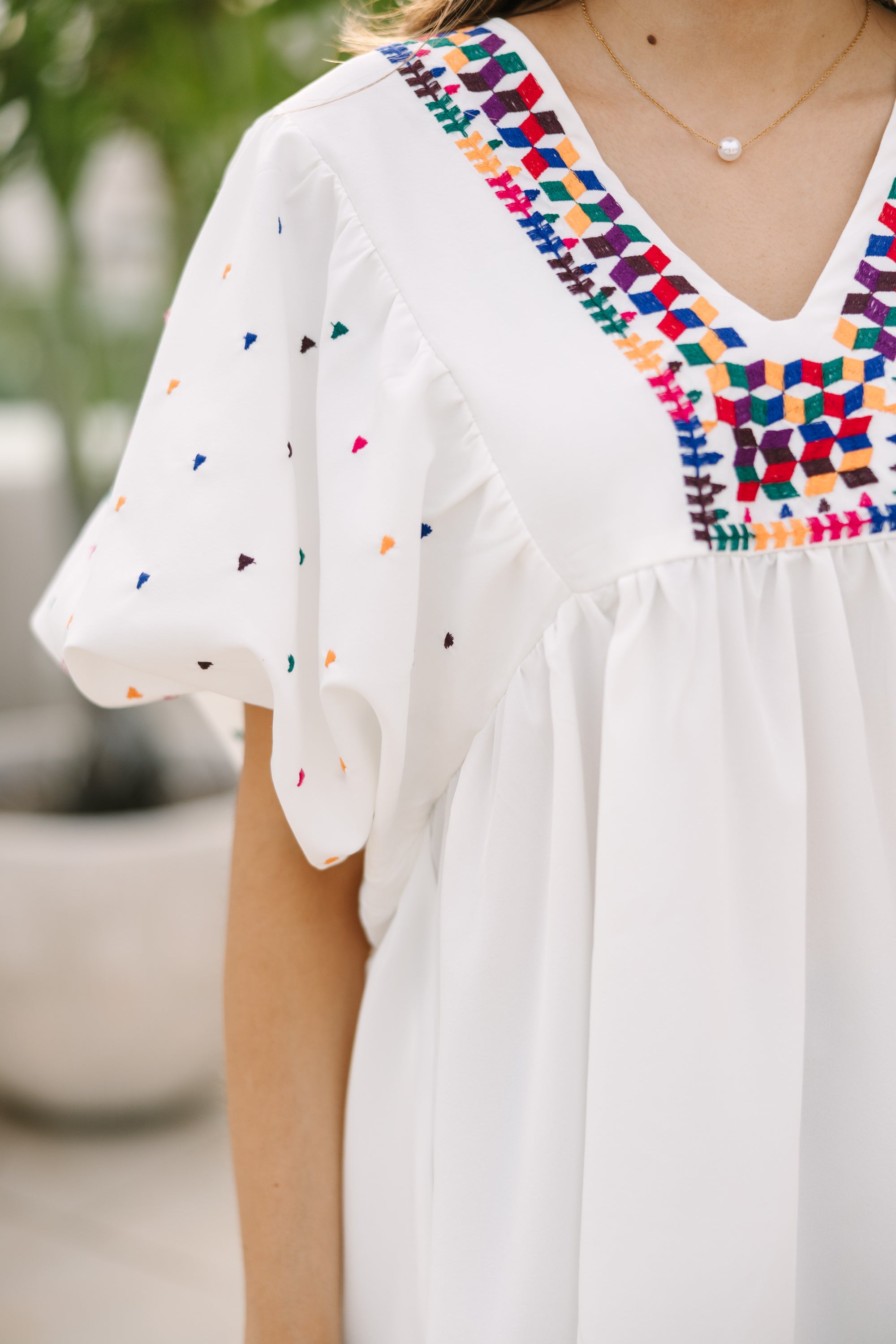 White Embroidered Blouse - Discover More