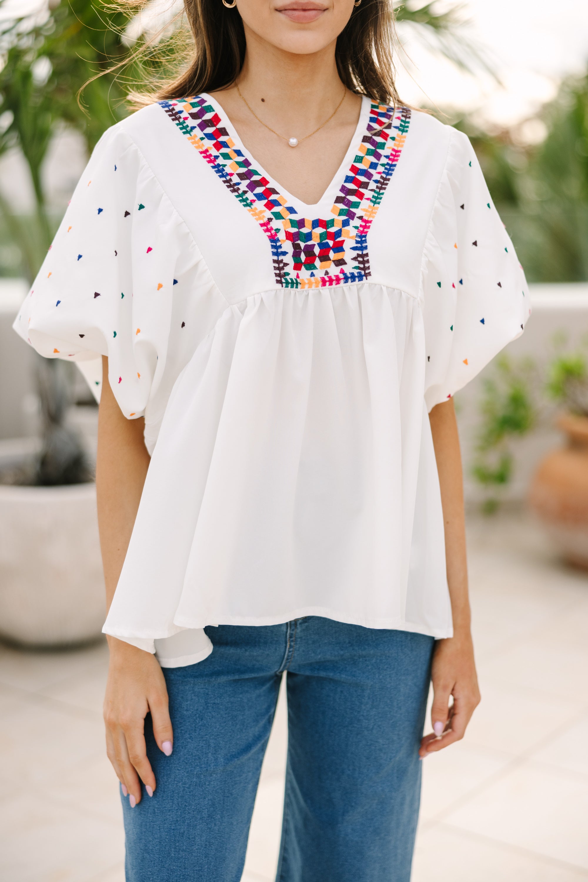 White Embroidered Blouse - Discover More