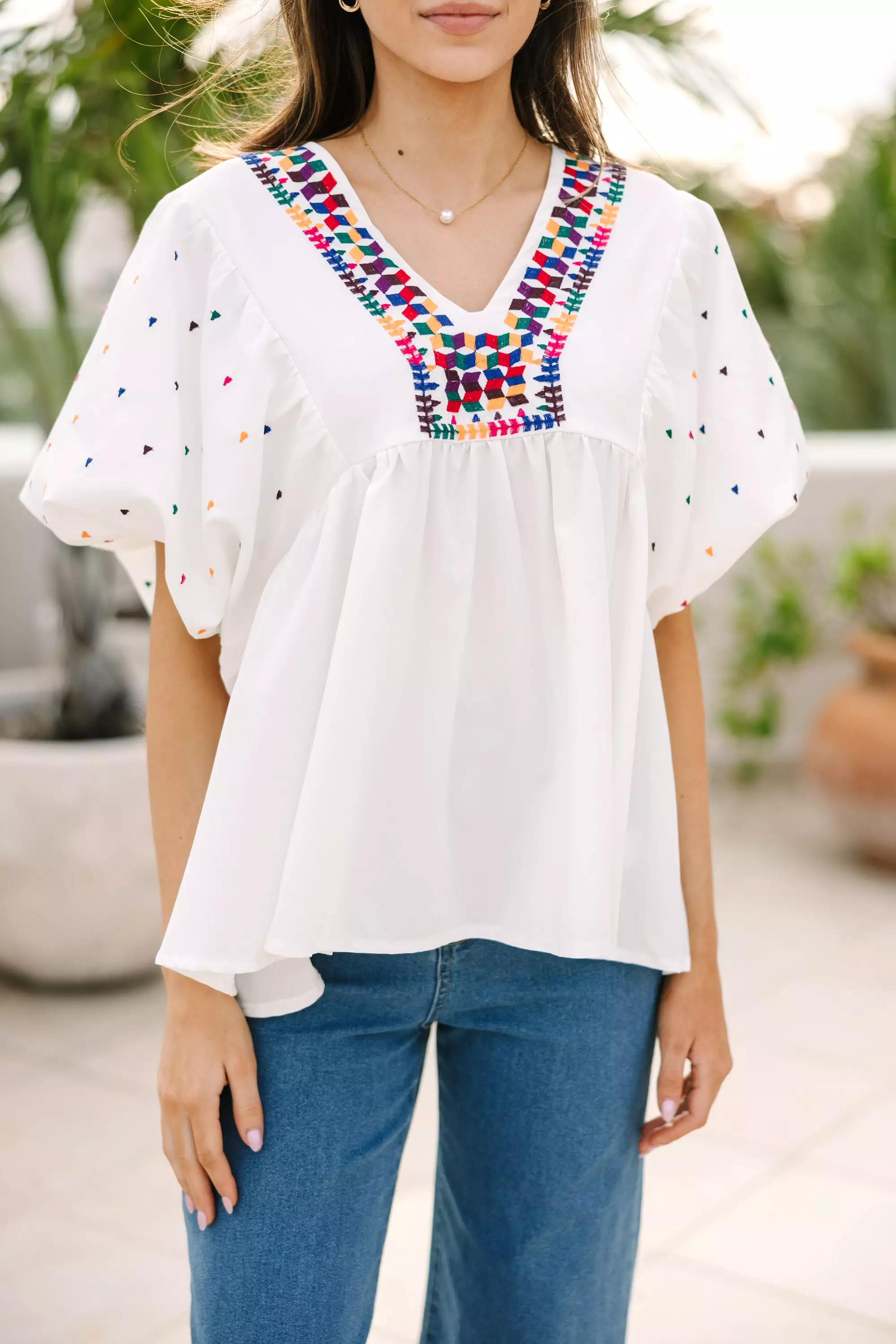 White Embroidered Blouse - Learn More