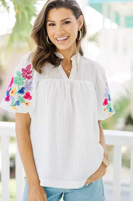 White Embroidered Blouse