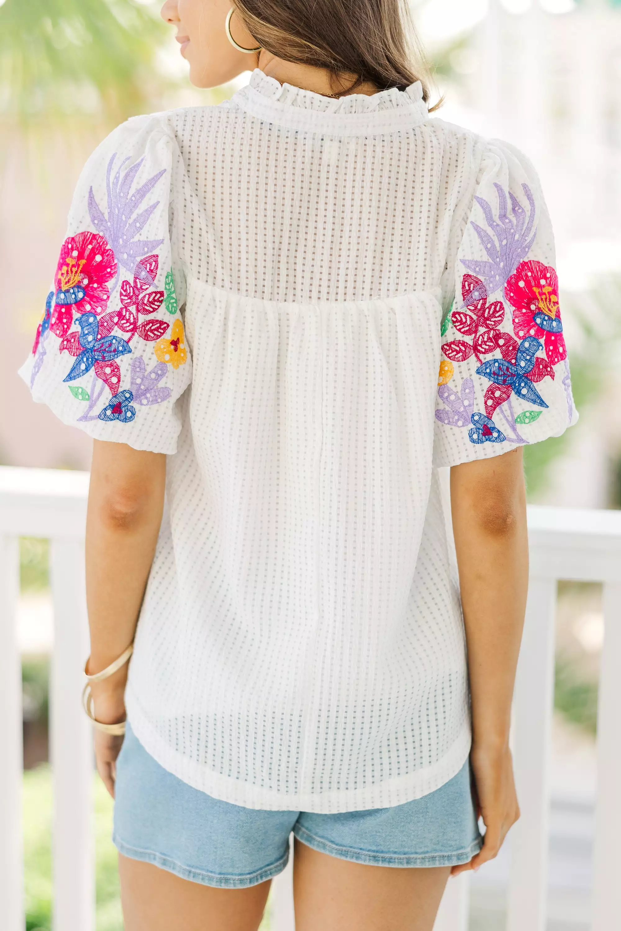 White Embroidered Blouse