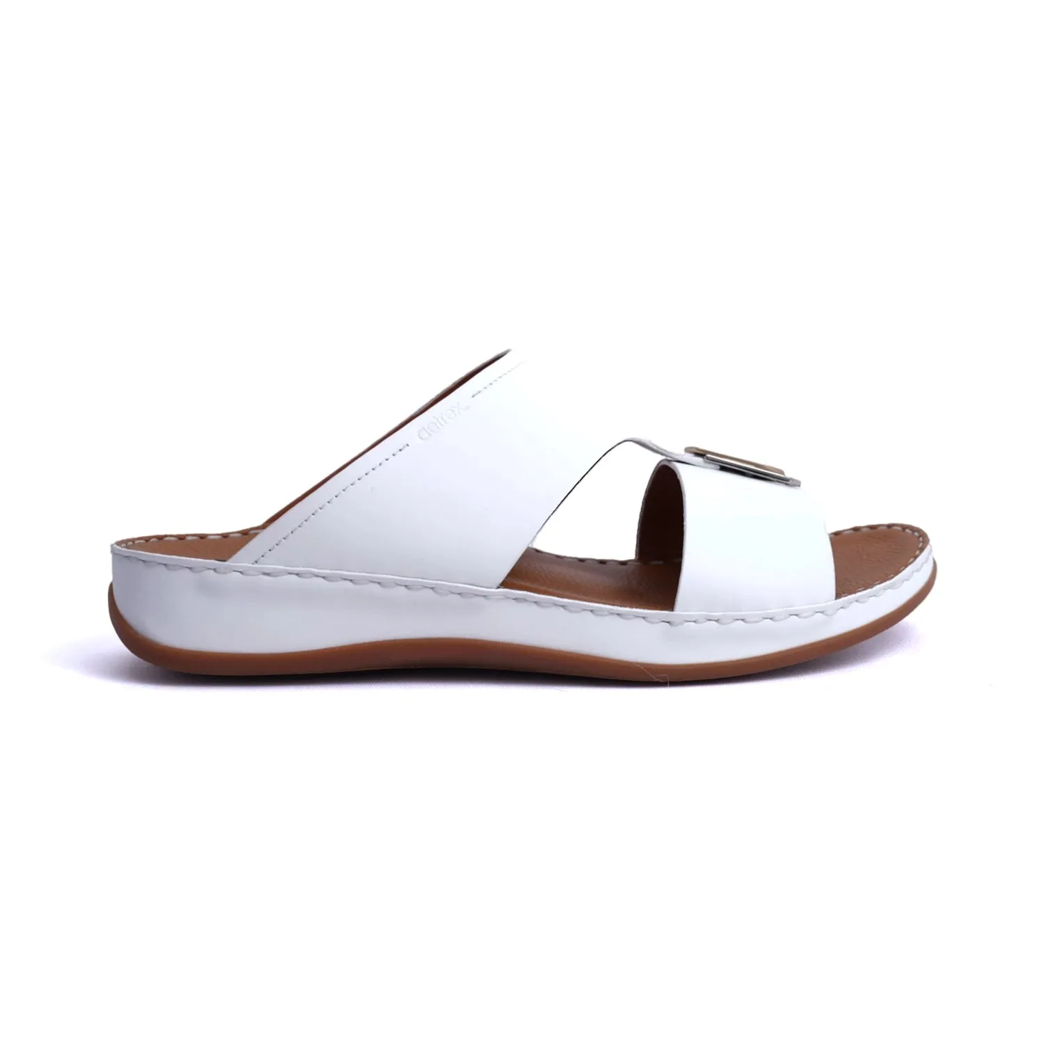 White MATTE LEATHER SLIM ICONIC AETREX ARABIC SANDAL