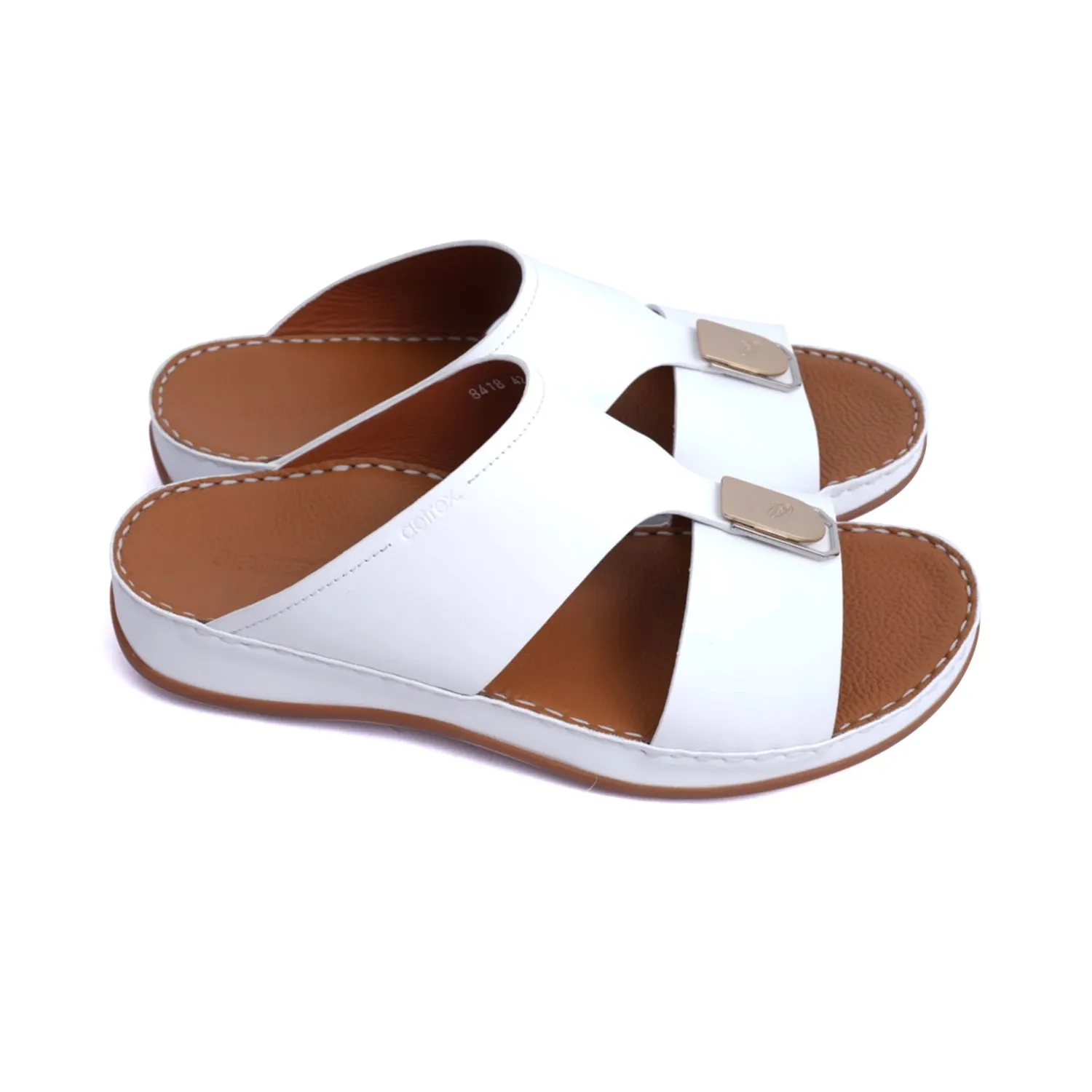 White MATTE LEATHER SLIM ICONIC AETREX ARABIC SANDAL