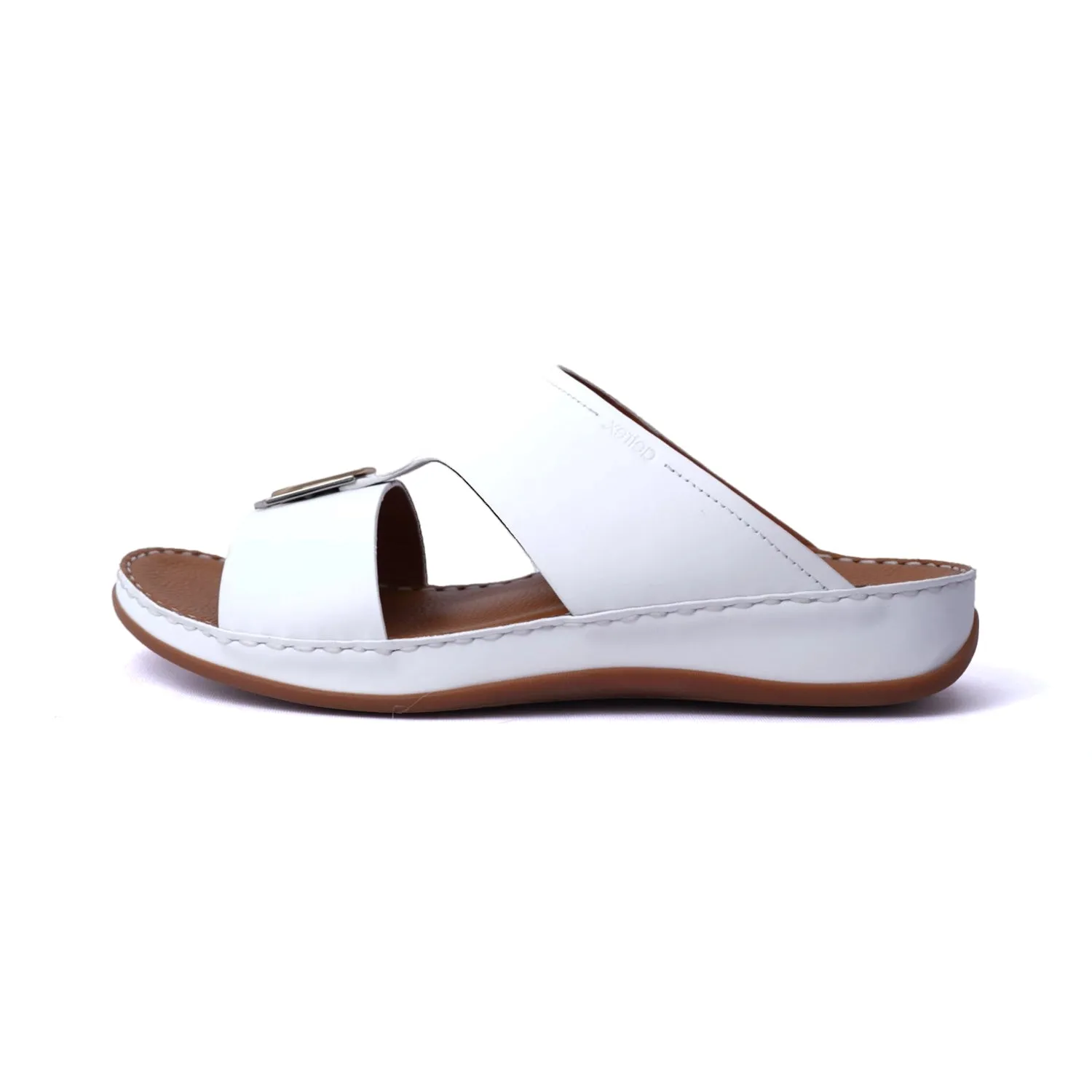 White MATTE LEATHER SLIM ICONIC AETREX ARABIC SANDAL