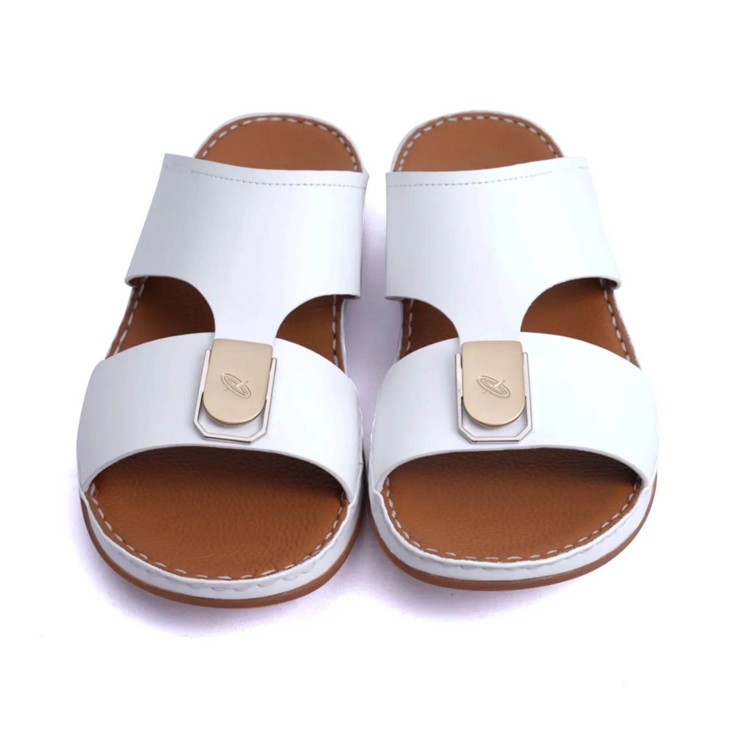 White MATTE LEATHER SLIM ICONIC AETREX ARABIC SANDAL