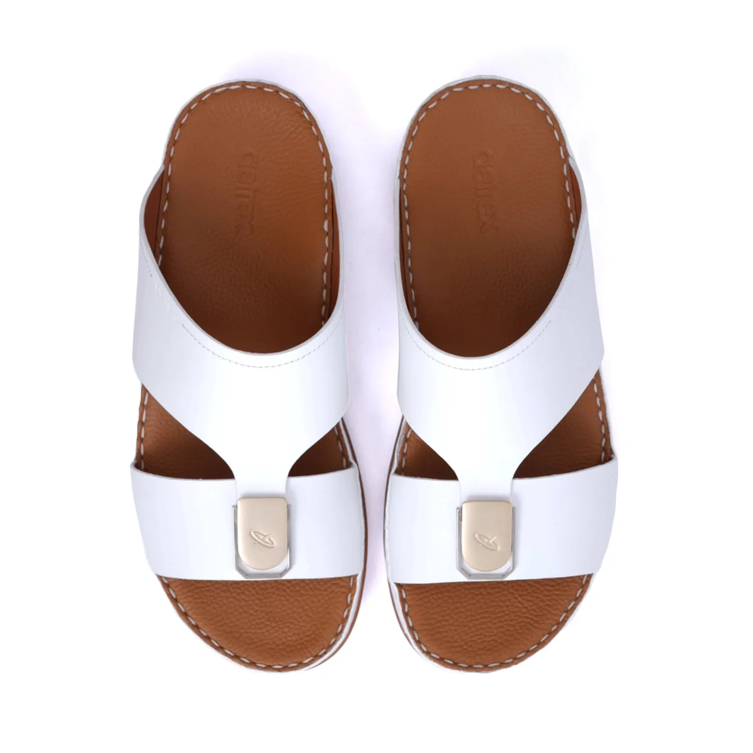 White MATTE LEATHER SLIM ICONIC AETREX ARABIC SANDAL