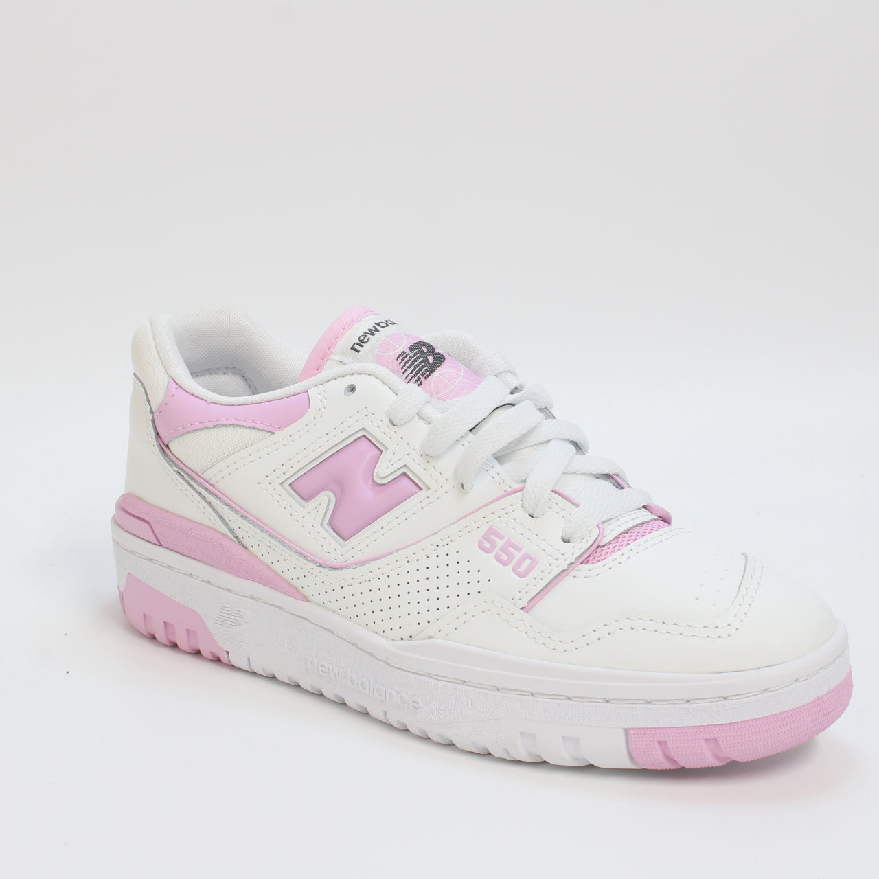 White Pink New Balance BB550 Trainers