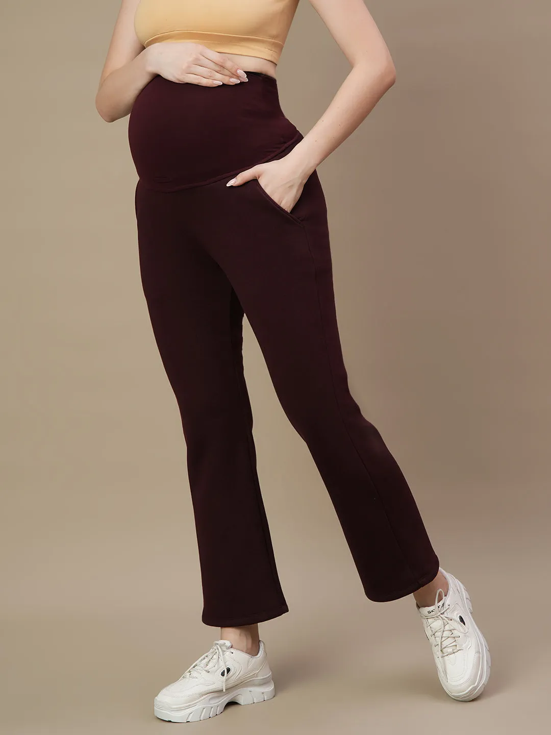 Winter Maternity Fleece Bootcut Pants