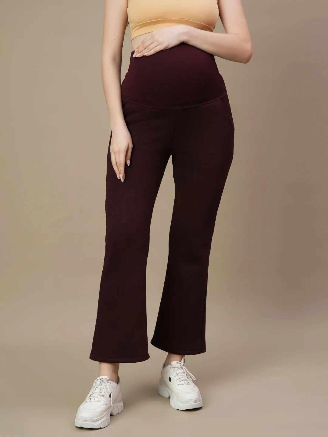 Winter Maternity Fleece Bootcut Pants