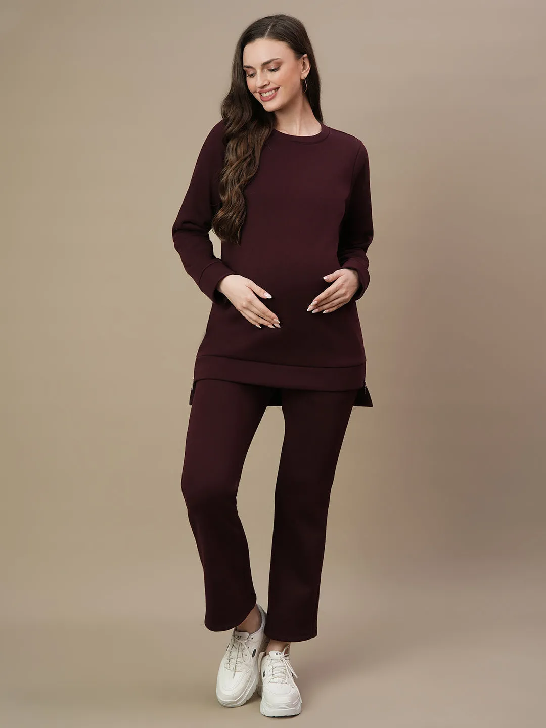 Winter Maternity Fleece Bootcut Pants