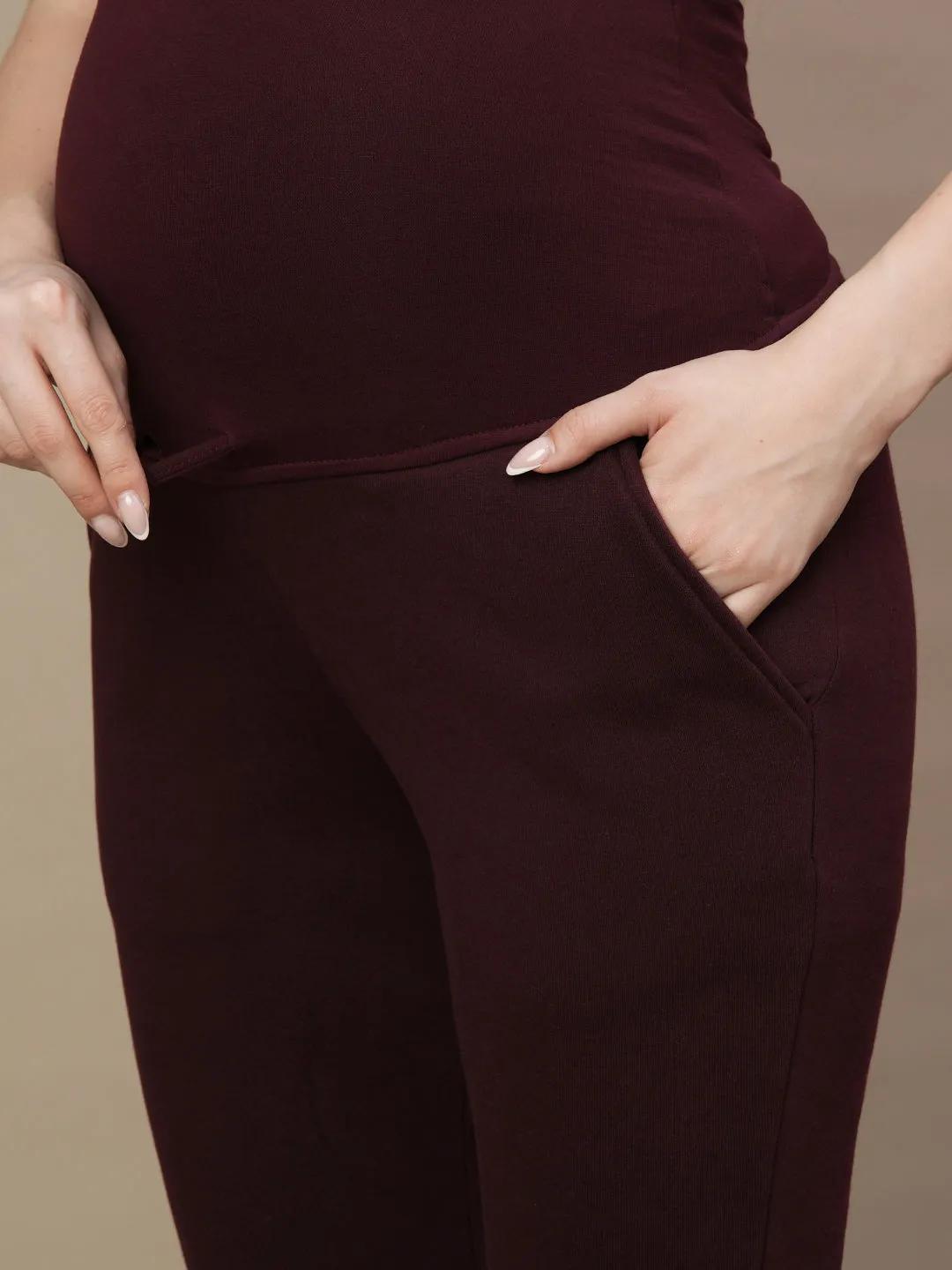 Winter Maternity Fleece Bootcut Pants