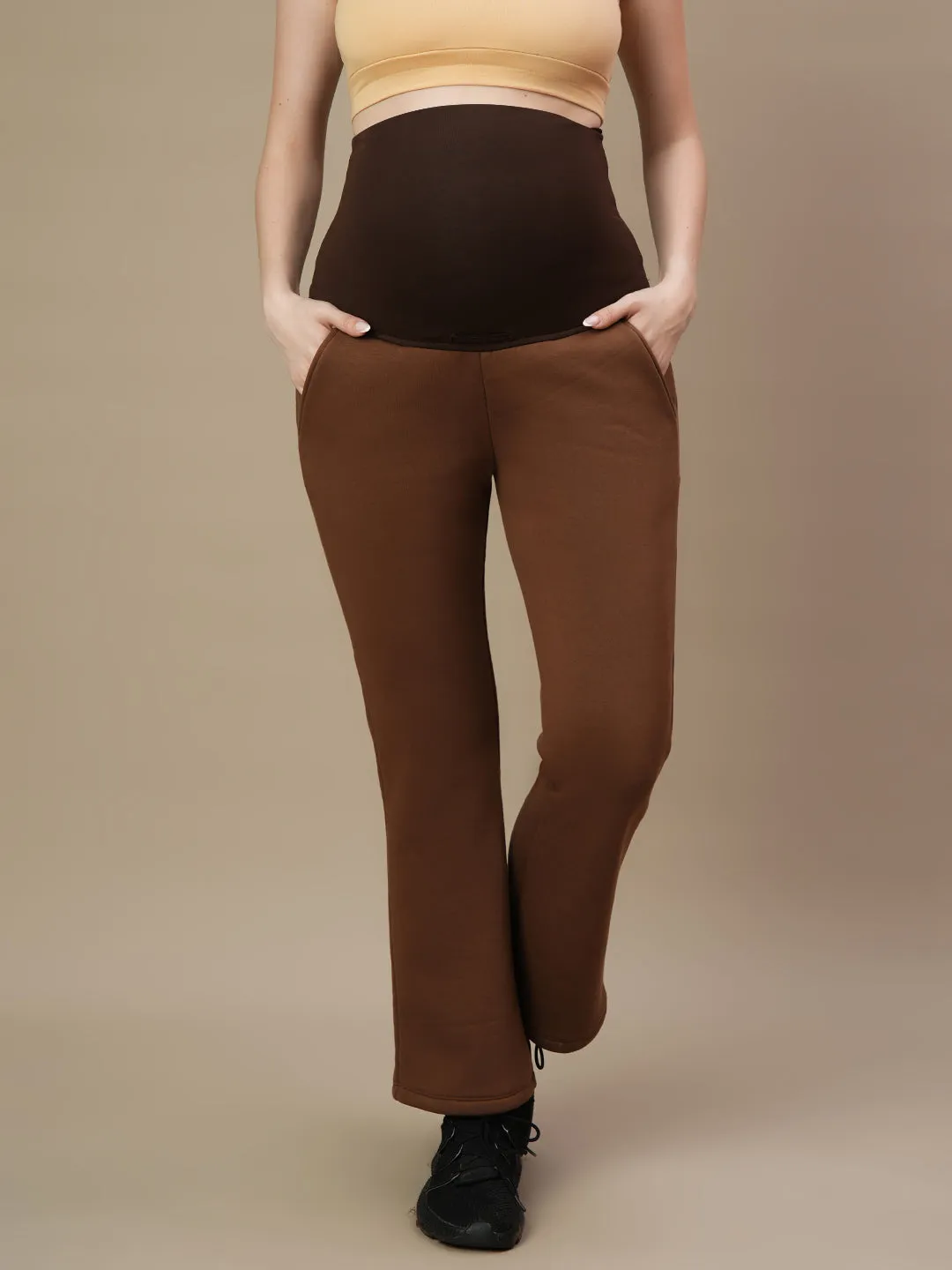 Winter Maternity Fleece Bootcut Pants