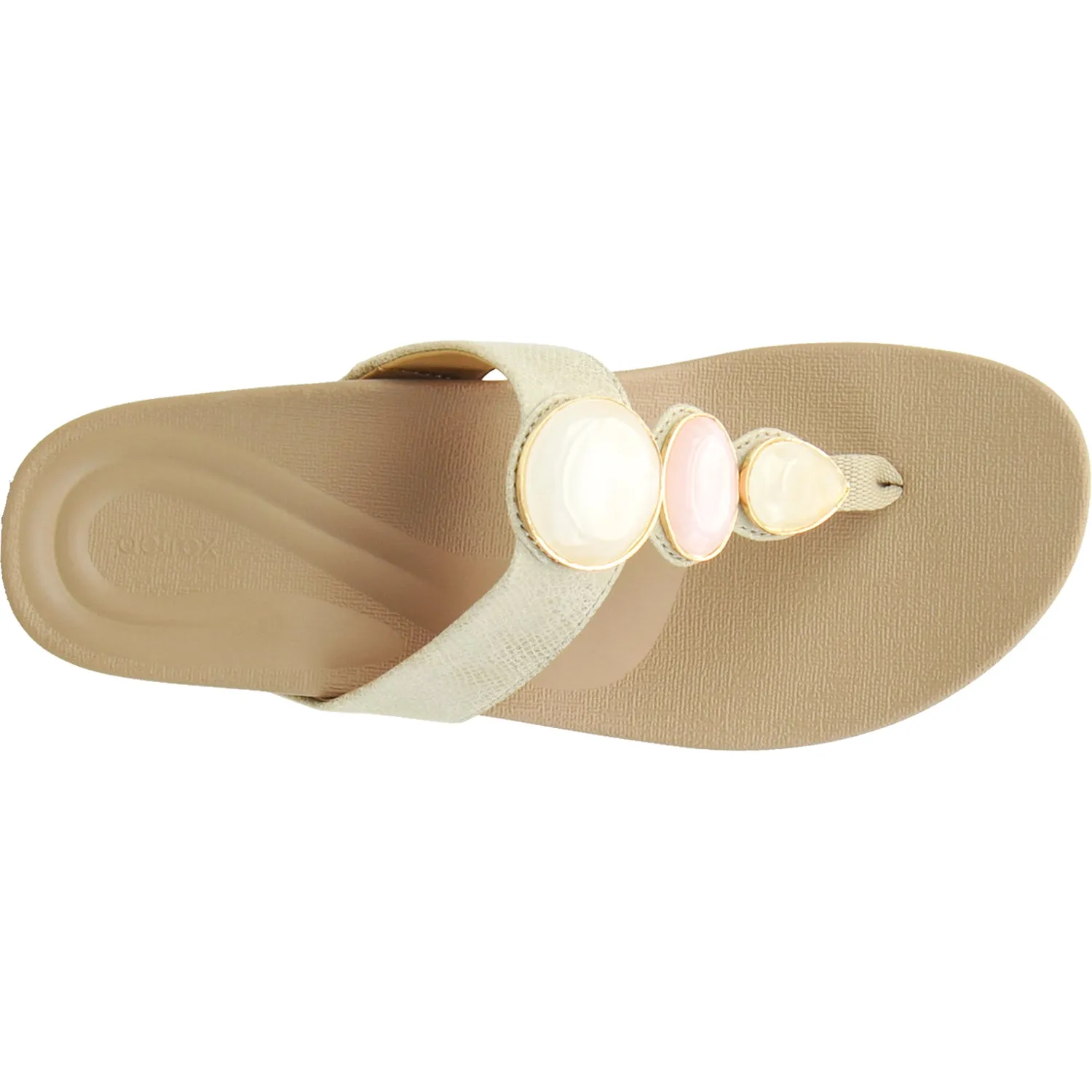 Women's Aetrex Alyse Light Gold Leather Sandals