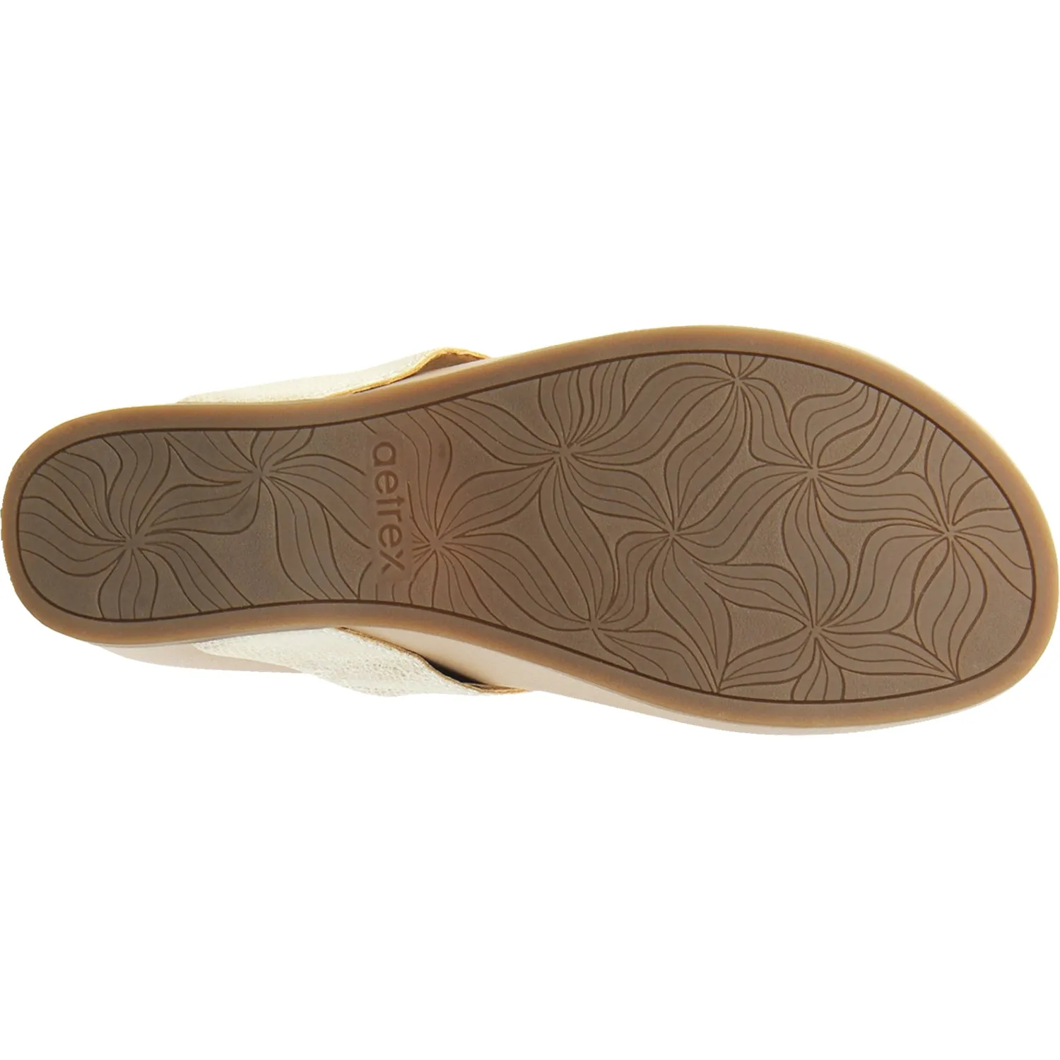 Women's Aetrex Alyse Light Gold Leather Sandals