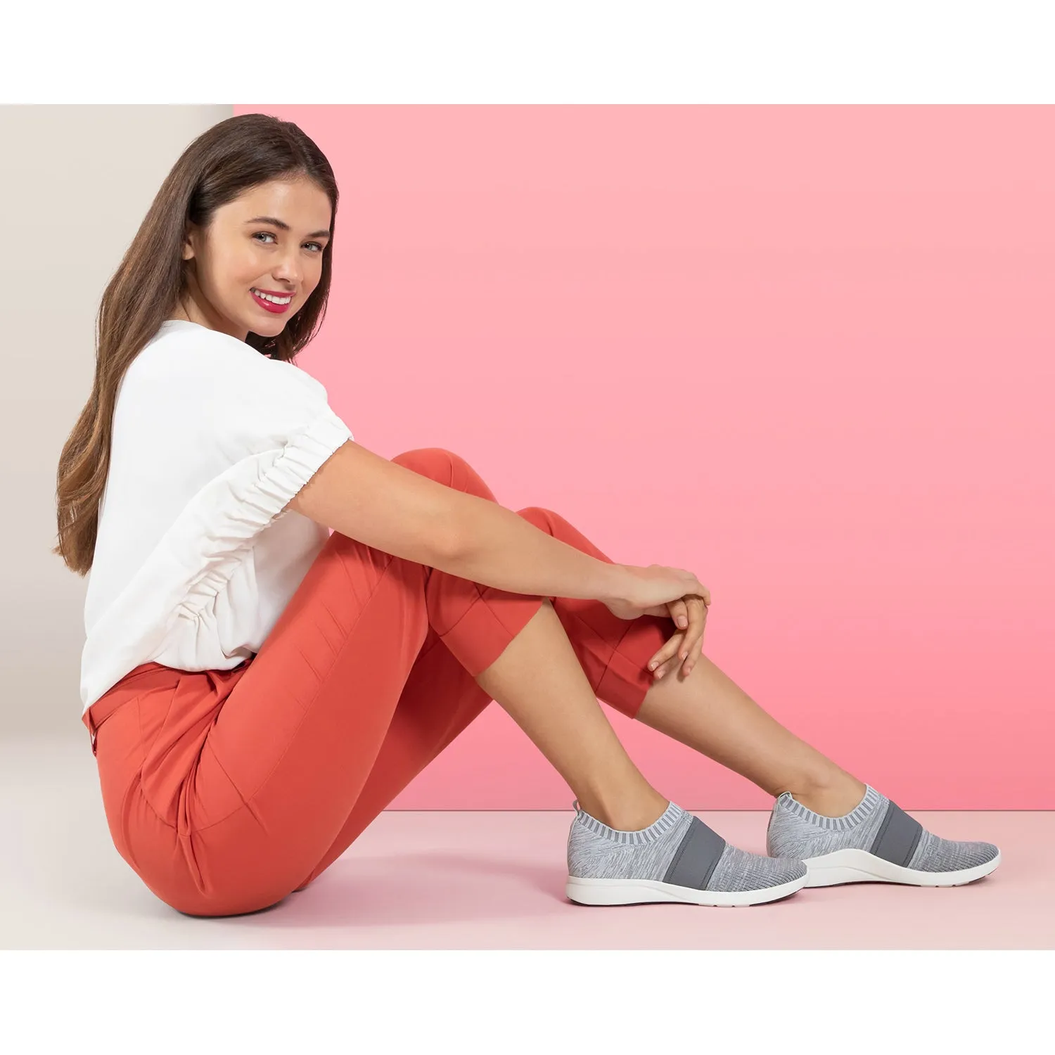 Women's Aetrex Demi Grey Knit Fabric Shoes