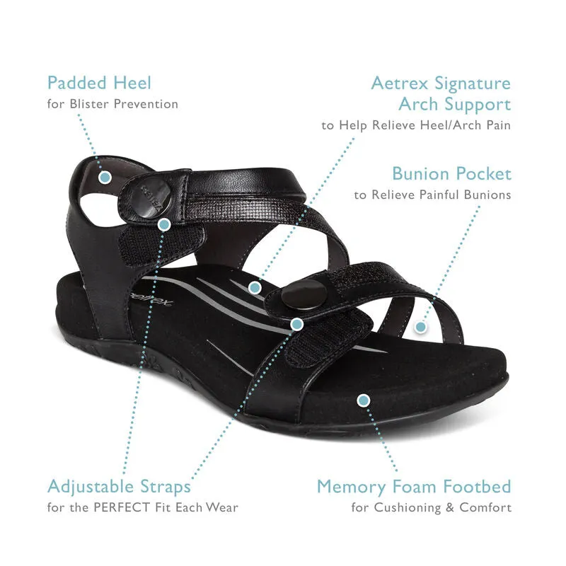 Women's Aetrex Jess Adjustable Quarter Strap Sandal