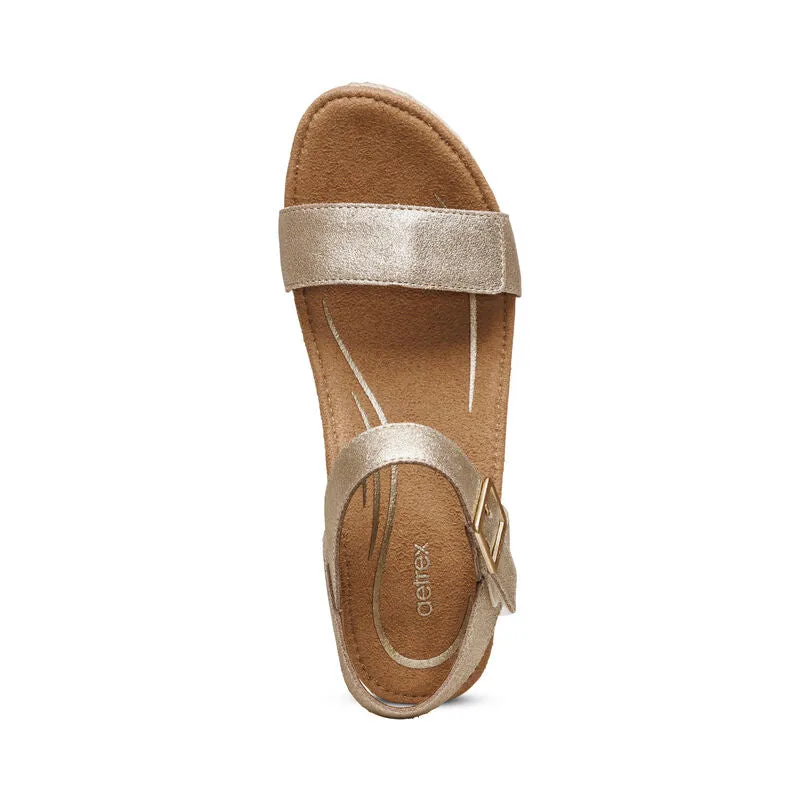 Women's Aetrex Sydney Quarter Strap Espadrille Wedge