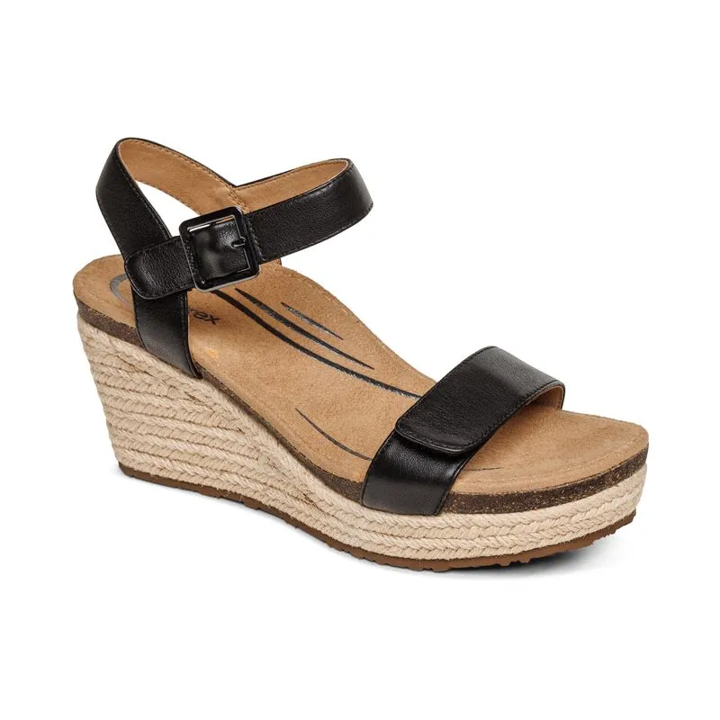 Women's Aetrex Sydney Quarter Strap Espadrille Wedge