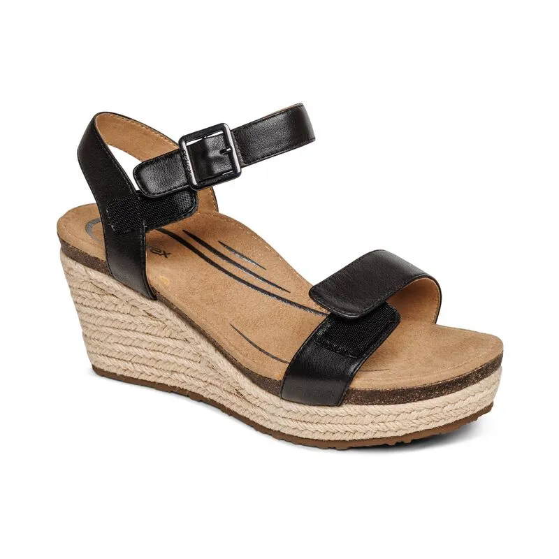 Women's Aetrex Sydney Quarter Strap Espadrille Wedge