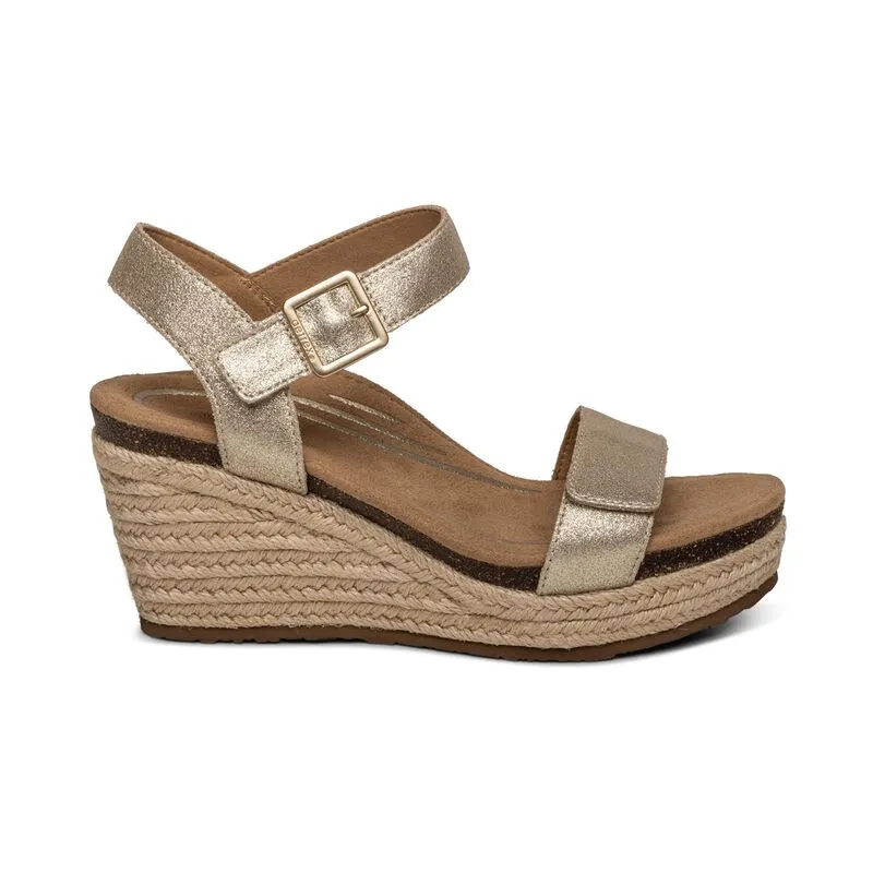 Women's Aetrex Sydney Quarter Strap Espadrille Wedge