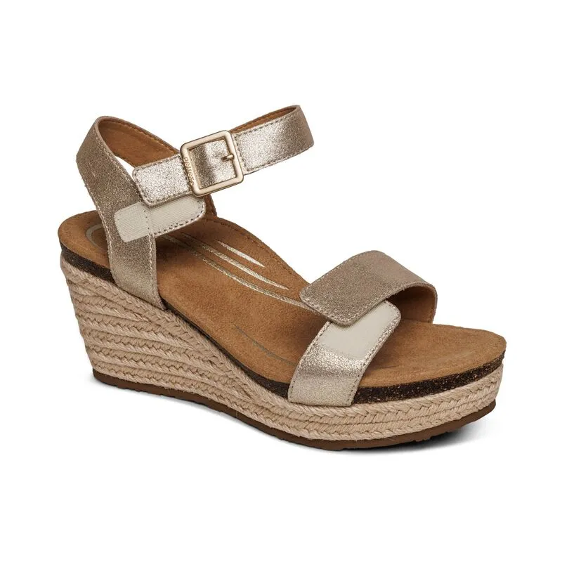 Women's Aetrex Sydney Quarter Strap Espadrille Wedge