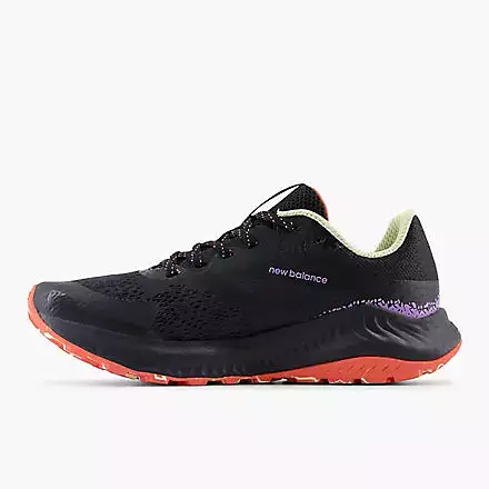 Women's black and purple New Balance Nitrel Trail shoes.