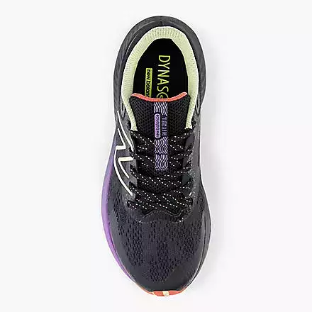 Women's black and purple New Balance Nitrel Trail shoes.