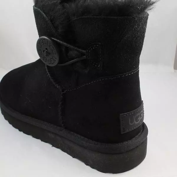 women's black UGG Mini Bailey Button II suede