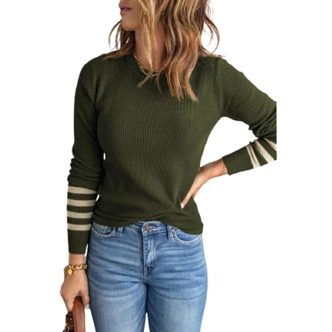 Women's Striped Sleeve Knit Sweater