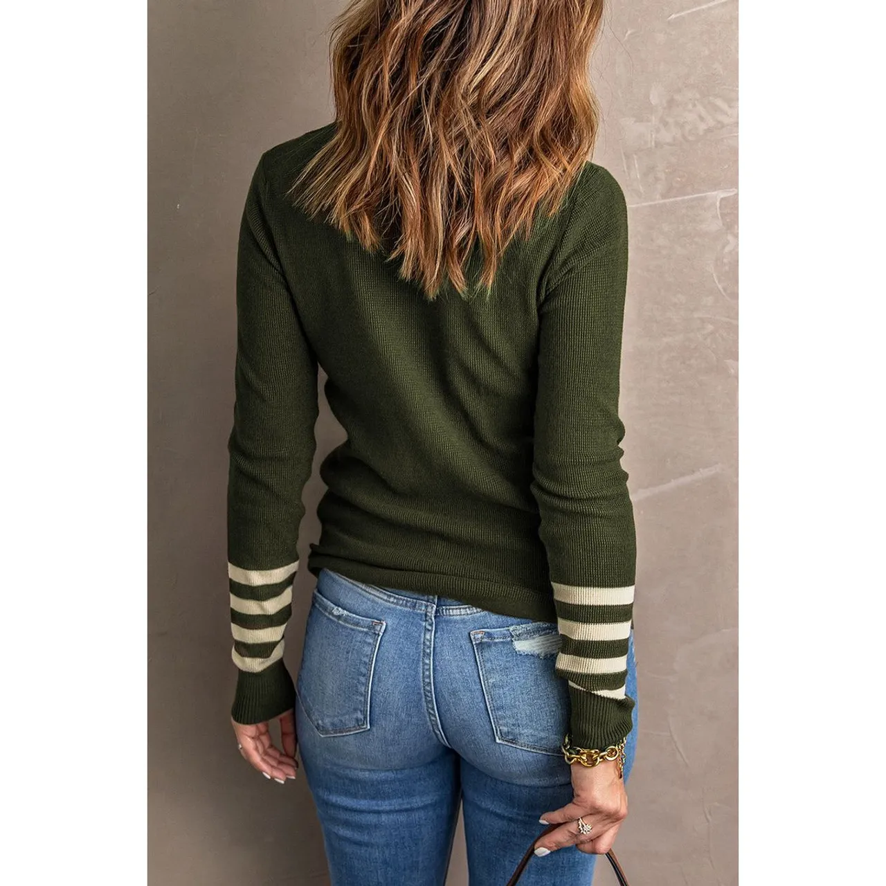 Women's Striped Sleeve Knit Sweater