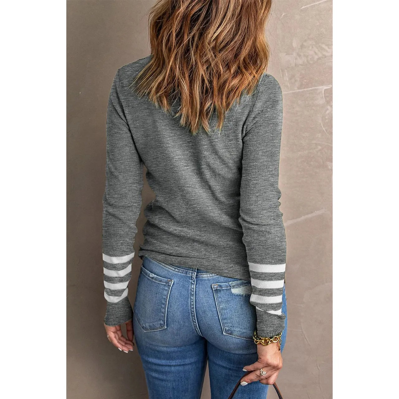 Women's Striped Sleeve Knit Sweater