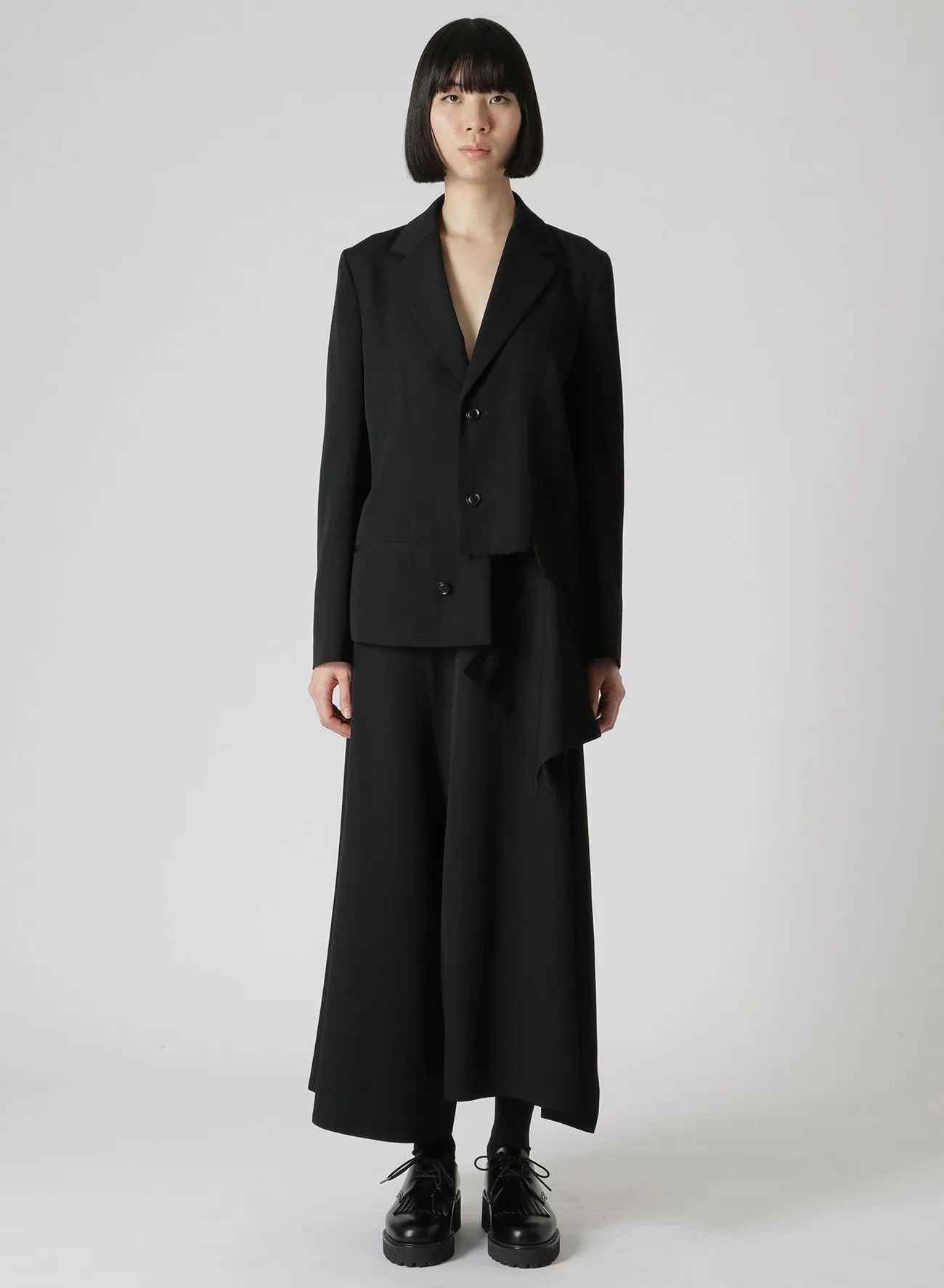 Wool Gabardine Left Slit Detail Jacket