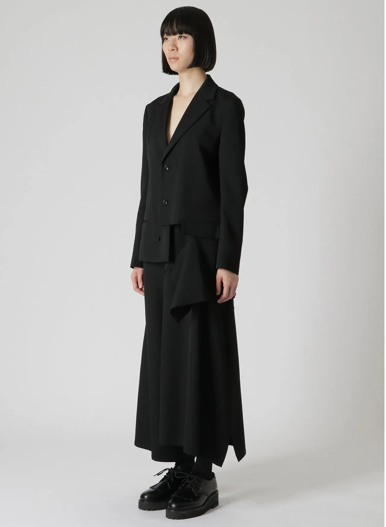 Wool Gabardine Left Slit Detail Jacket