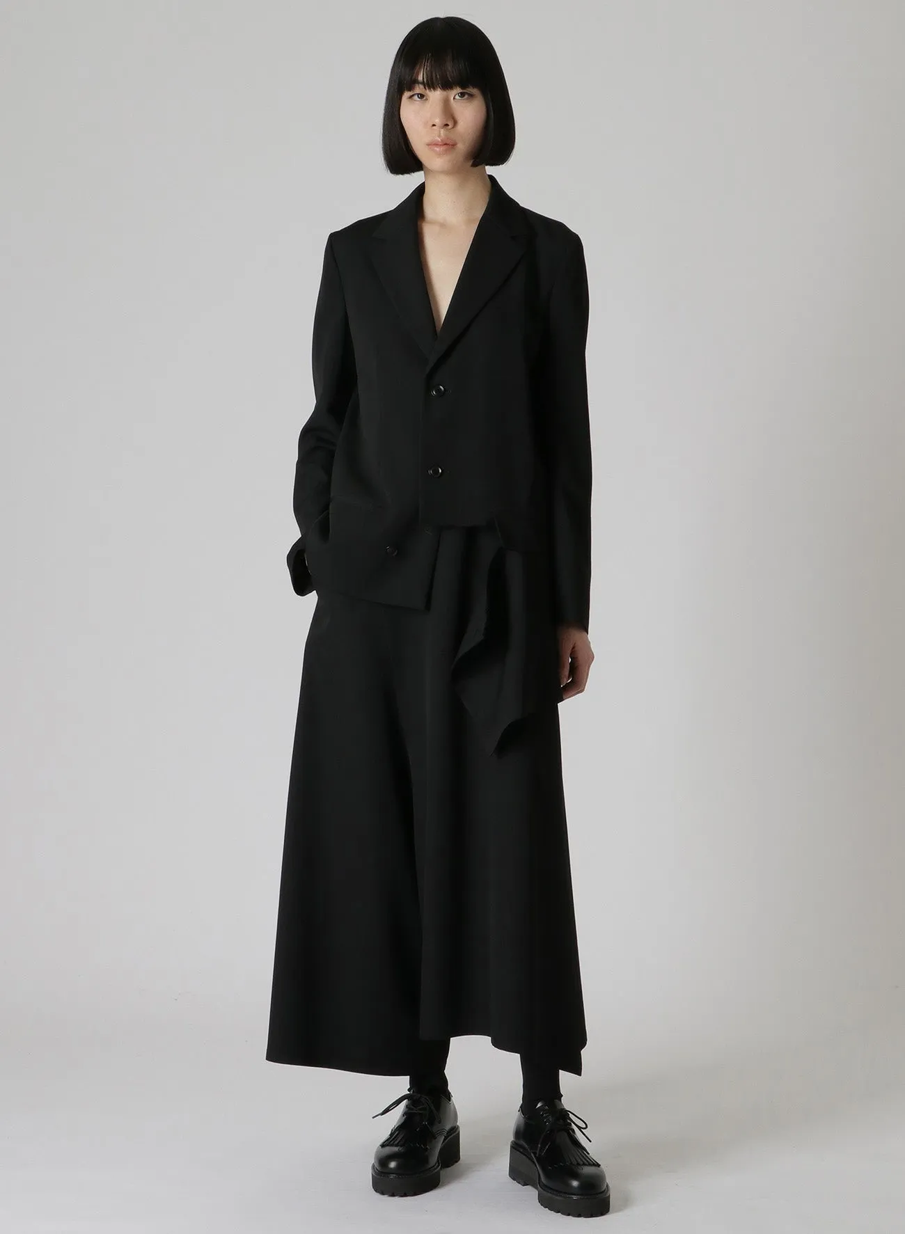 Wool Gabardine Left Slit Detail Jacket