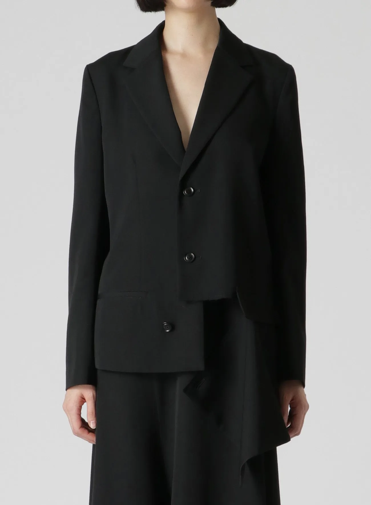 Wool Gabardine Left Slit Detail Jacket