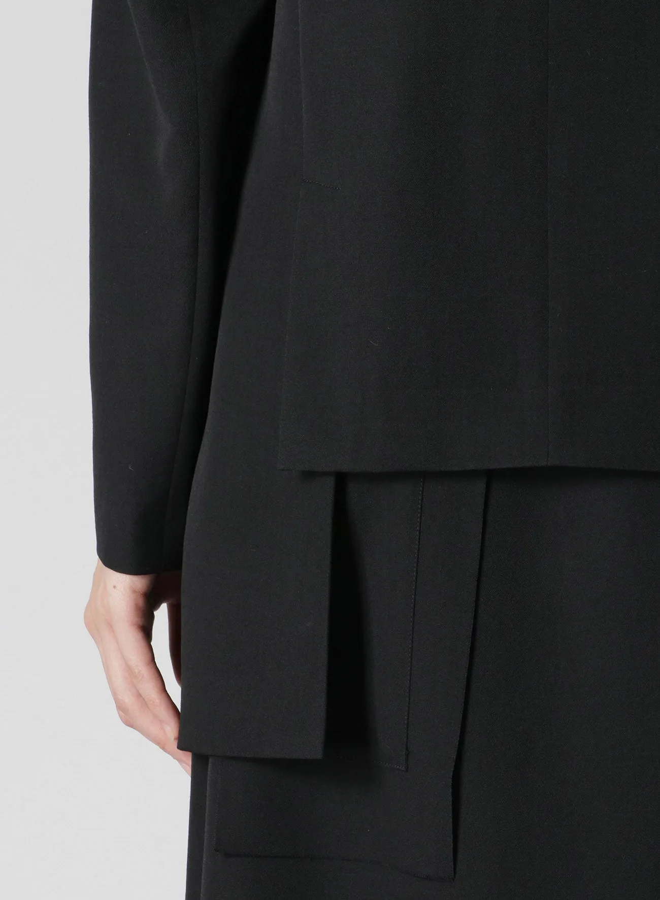 Wool Gabardine Left Slit Detail Jacket