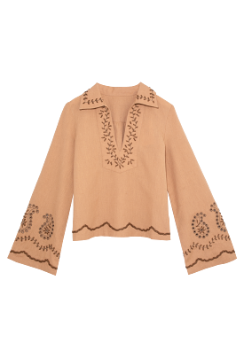 Woven Embroidered Top