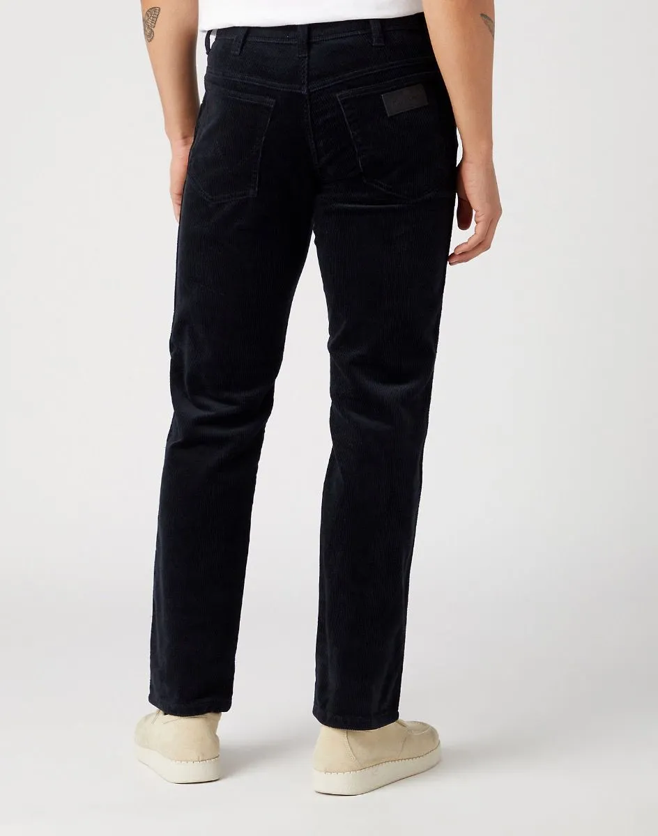 Wrangler Greensboro Straight Corduroy Stretch Jeans in Black