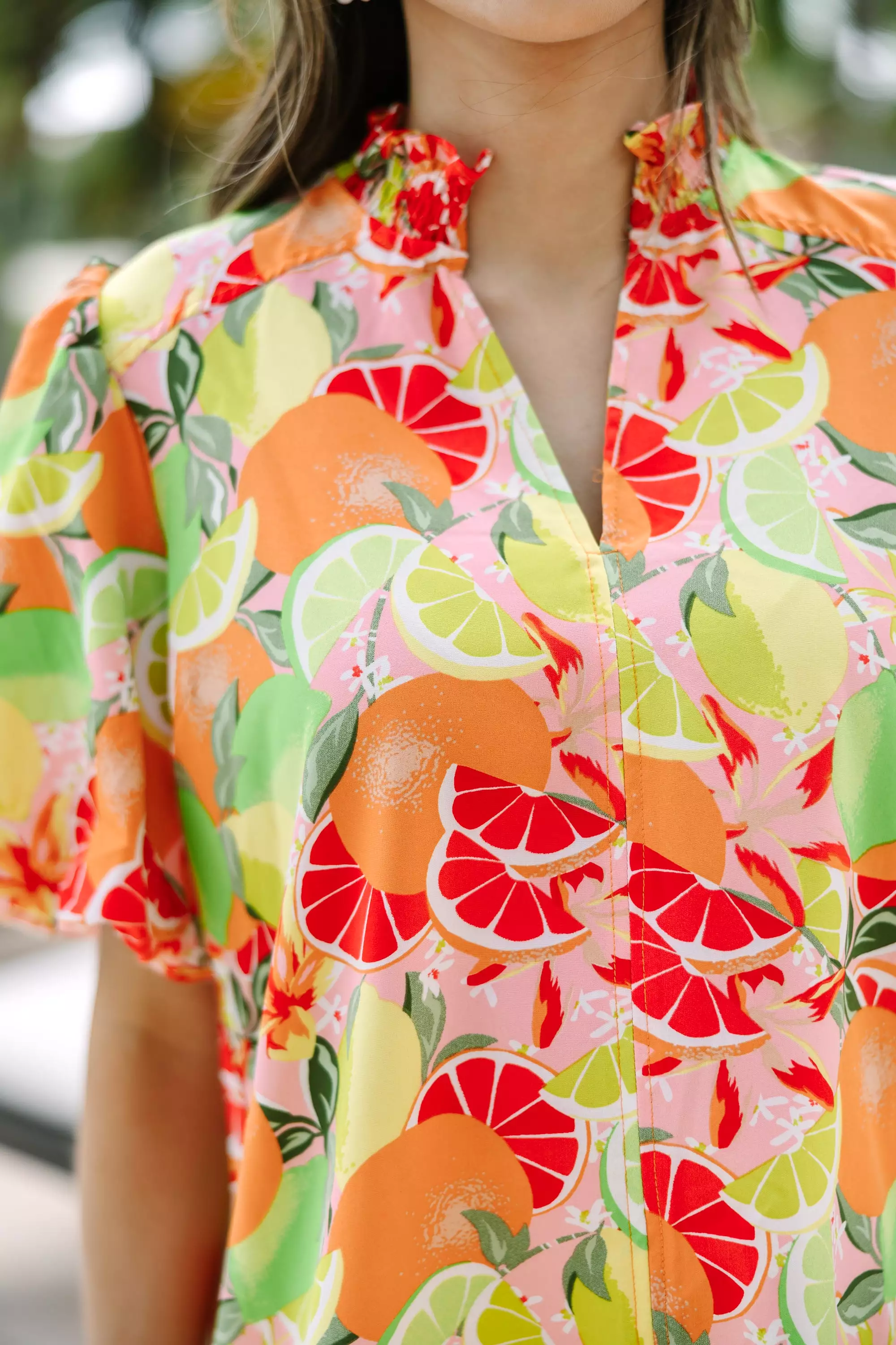 You Well Orange Citrus Printed Blouse