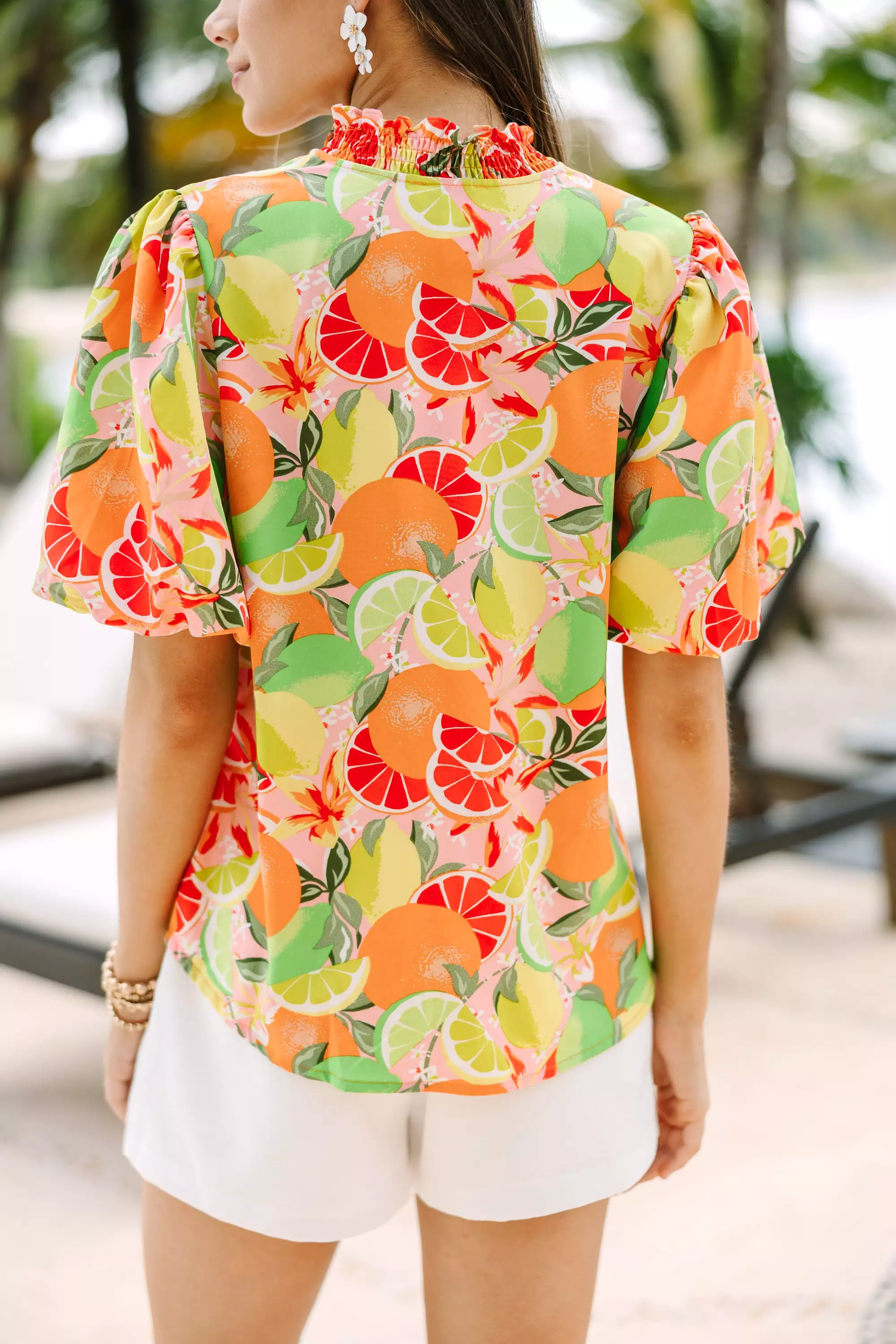 You Well Orange Citrus Printed Blouse