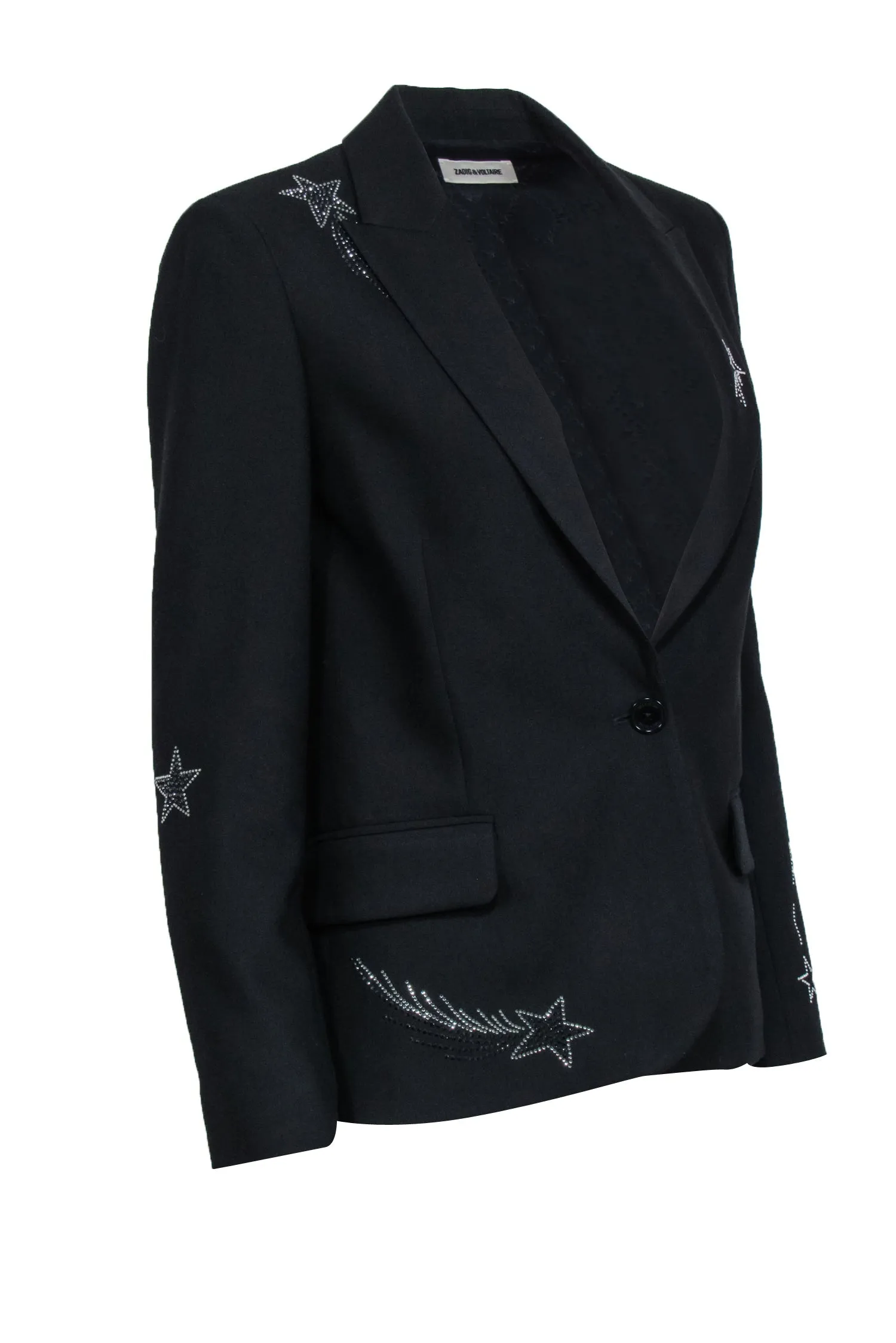 Zadig & Voltaire Black Blazer w/ Shooting Star Detail Sz S